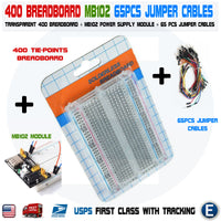 Breadboard 400 Tie-points MB102 Module 65pcs Jumper Cables kit for Arduino - eElectronicParts