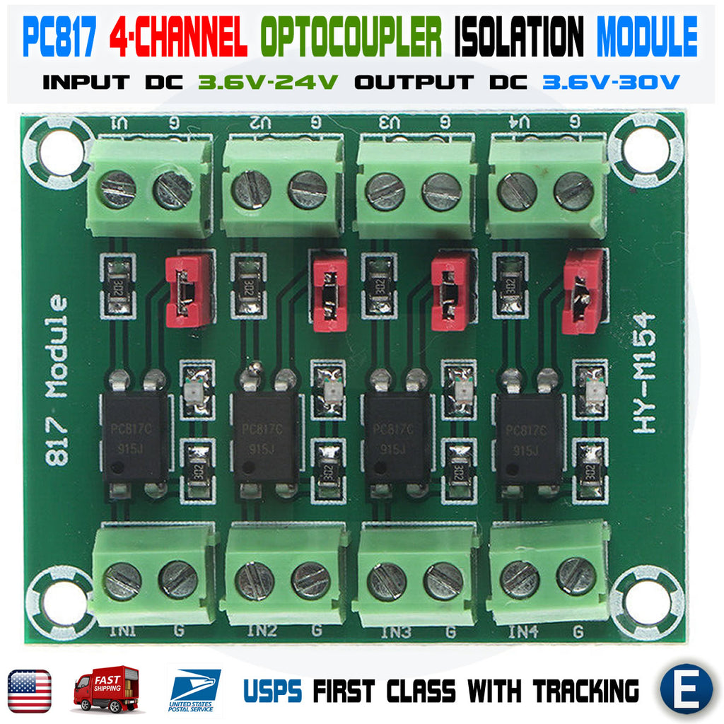 PC817 4-Channel Optocoupler Isolation Module 3.6-30V Phototransistor f ...
