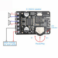 XY-P15W Stereo Bluetooth Power Digital Amplifier Board 12V/24V 10W/15W/20W - eElectronicParts