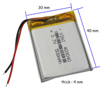 3.7v 500mAh 403040 LiPo Li-Polymer Rechargeable Battery Lithium Li-po Li-ion