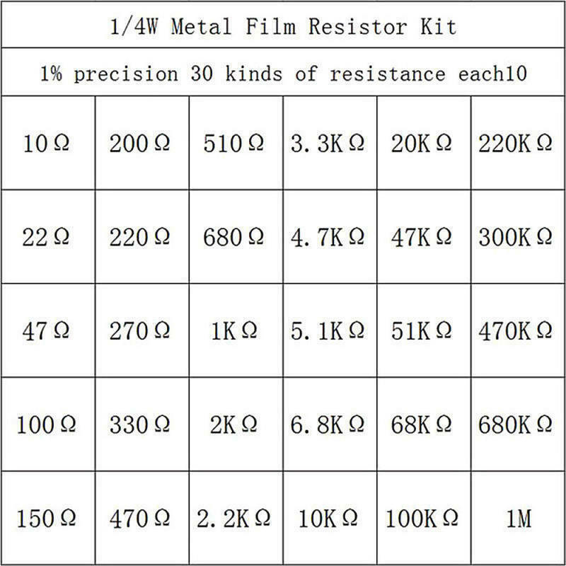 Kit Resistenze 600 Pezzi 30 Valori 1/4W 5% Film Di Carbonio Assortite XL - Foto 3
