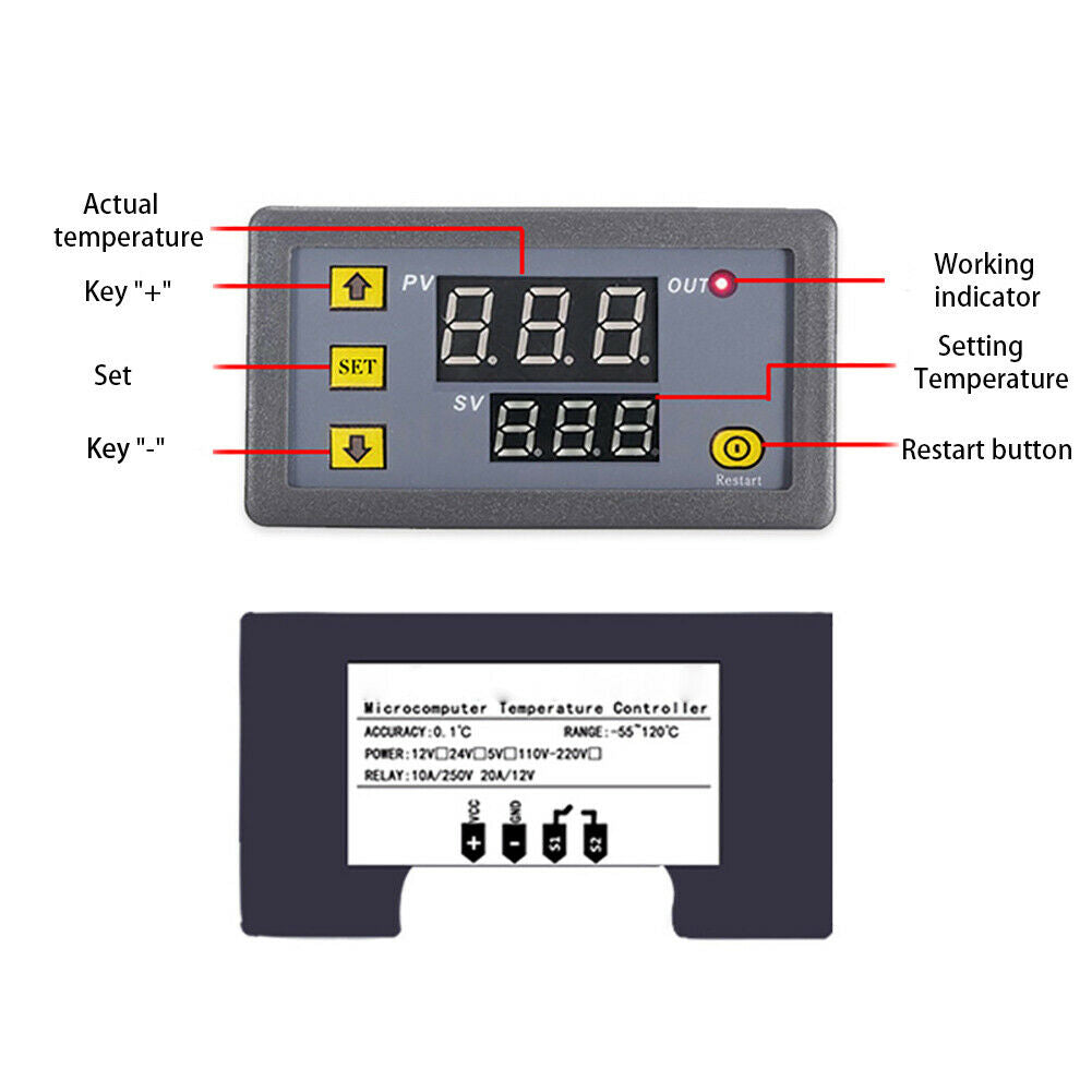 Thermostat W3230 LED Digital Temperaturregler Schalter Sensor Meter  (110–220 V)