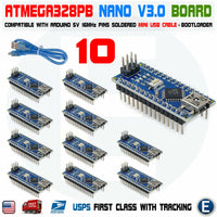 10 x ATmega328P Nano Board Soldered Compatible for Arduino Nano V3 USB Cable - eElectronicParts