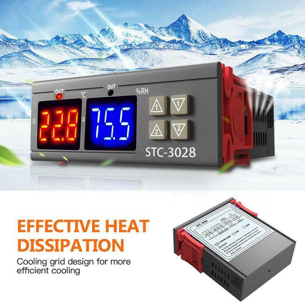 STC-3028 AC110-220V Dual LED Temperature Humidity Controller Digital Thermostat