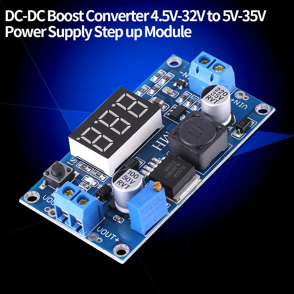 XL6009 LED DC-DC 4.5-32V to 5-35V Voltage Step Up Adjustable Boost Voltmeter Module 4A
