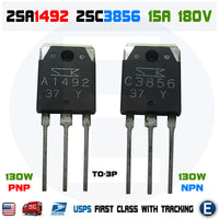 SA1492-Y + 2SC3856-Y Transistors Pair A1492/C3856 NPN+PNP TO-3P 4A 180V
