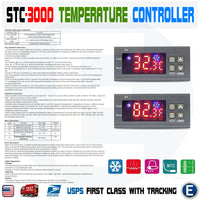 STC-3000 AC 110V-220V Digital Temperature Controller LED Thermostat w/ Probe Sensor