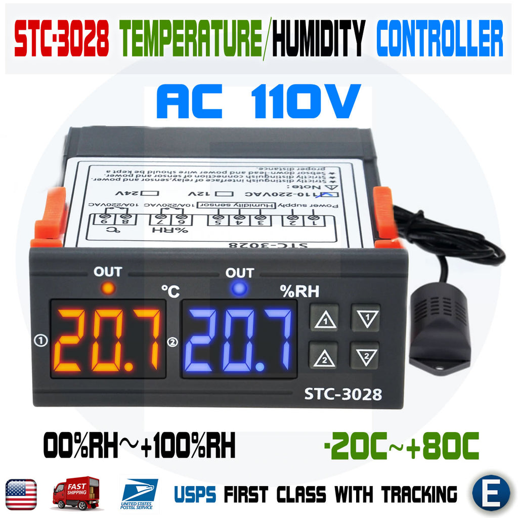 STC-3028 AC110-220V Dual LED Temperature Humidity Controller Digital Thermostat