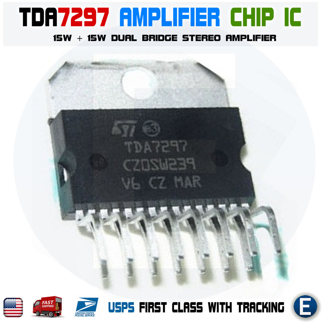 TDA7297 Amplifier ic chip Dual Bridge Stereo 15W Amp 15 pin 12V ST - eElectronicParts