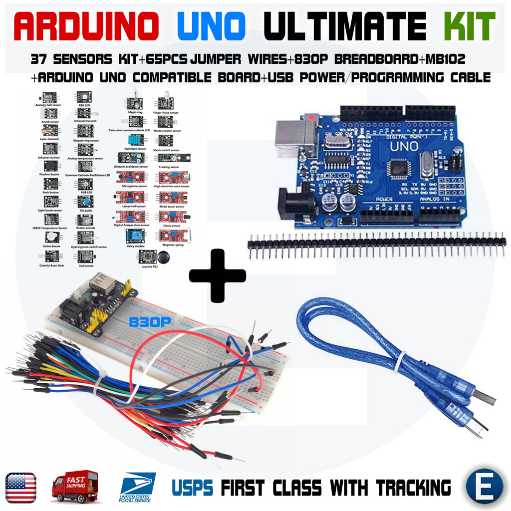 Arduino UNO Ultimate Kit 37 in 1 Sensors MB102 830 Breadboard 65pcs ju ...